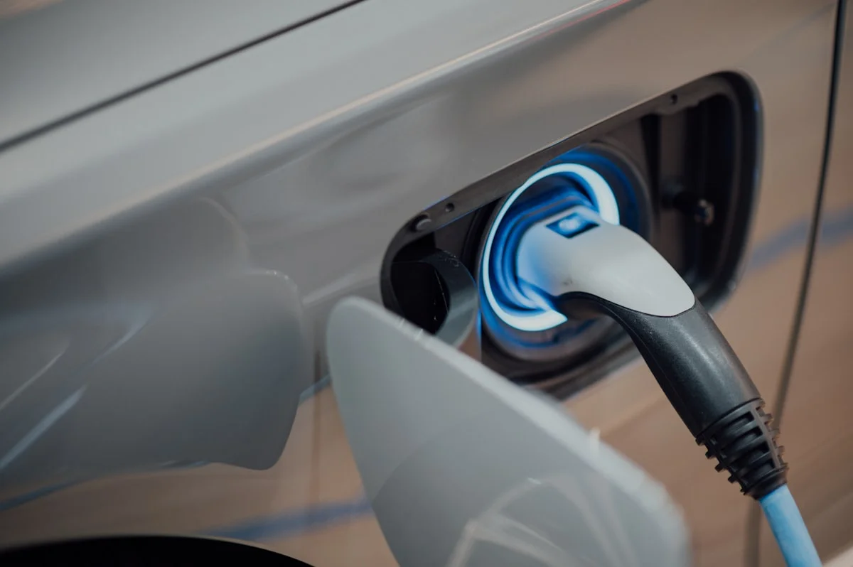 Electric vehicle charging at a modern EV charging station